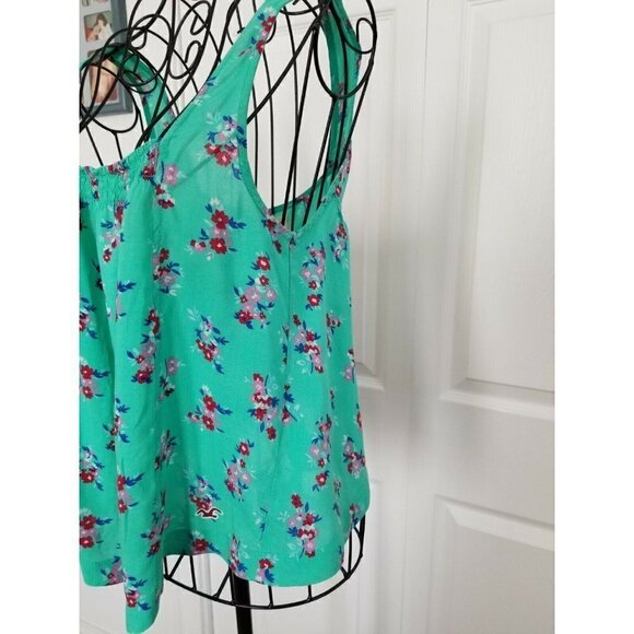 Hollister Women's Beach Summer Crop Tank Top Size (S) Green Floral Open Back - Picture 4 of 10